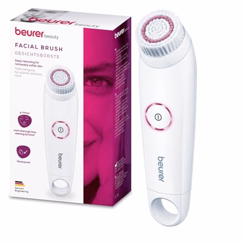 Beurer FC 45 Brosse nettoyante électrique pour le visage, nettoyage en profondeur pour une peau visiblement douce et éclatante, rotation à 2 niveaux, tous types de peau, étanche, blanc