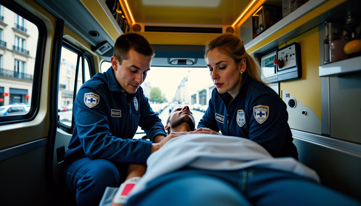 Illustration : ces équipements sont régulièrement vérifiés, entretenus et réapprovisionnés — se déroule la prise en charge d'un patient à bord d'une ambulance paris ?